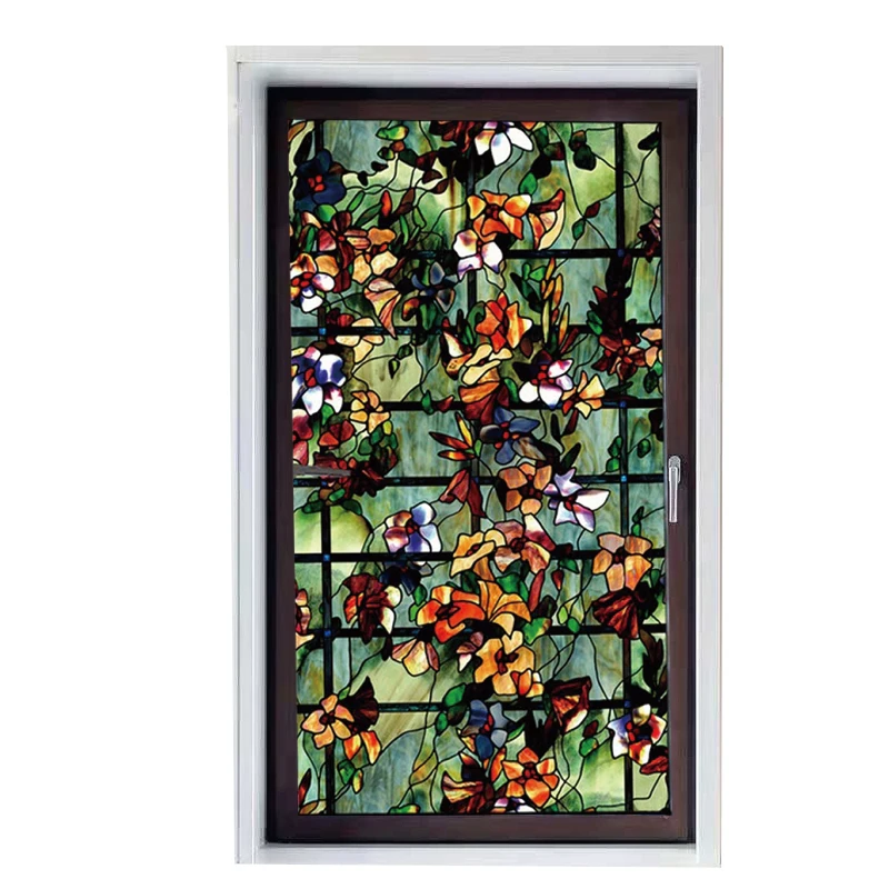 Статическая пленка на окна Камелия декоративная стеклянная наклейка для ванной