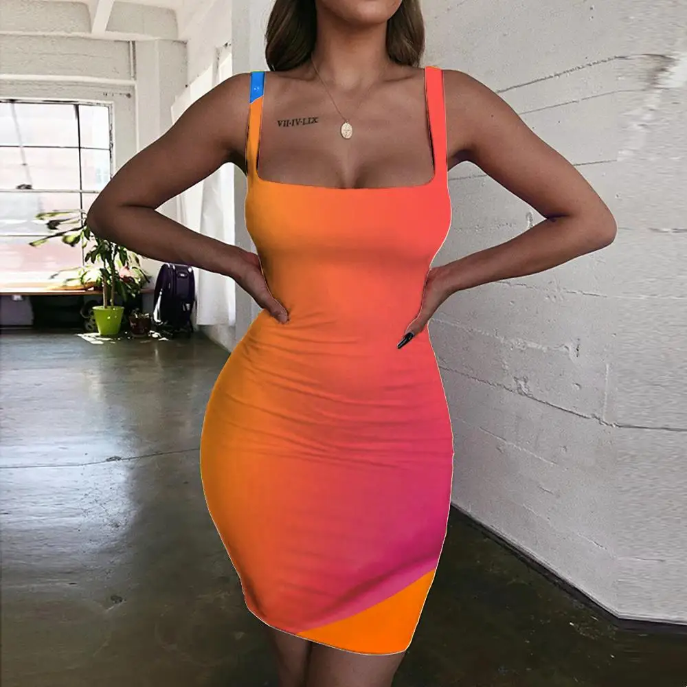 

Giyu Brand Pigment Dresses Women Graffiti 3d Print Colorful Ladies Dresses Art Halter Sleeveless Womens Clothing Club New Beach