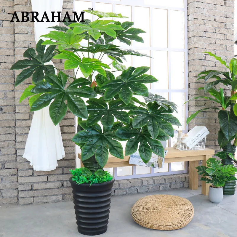 

160cm Tropical Monstera Large Artificial Tree Fake Palm Tree Plastic Leaves Indoor Tree Green Turtle Leaf For Office Home Decor