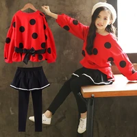 children clothing 2020 spring autumn girls clothes sets for girls long sleeve dot coatpants kids sport suits 4 6 8 10 11 years