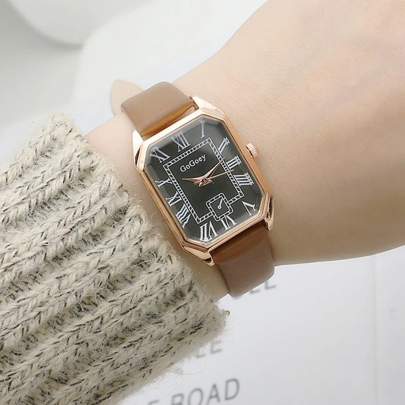 

Ladies Watch Retro Small Square Roman Numeral Dial Fashion Ladies Quartz Watch Gift, First Choice for Dating Work