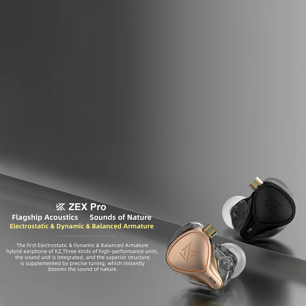 KZ ZEX Static Dynamic Drive Hybrid Earphone HIFI Bass Earbud Sport Noise Cancel Headset Electrostatic+Dynamic+Balanced | Электроника