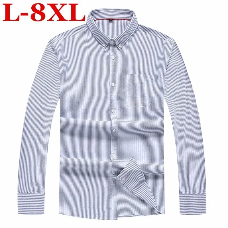 Мужская рубашка из чистого хлопка размера плюс 8XL7XL 6XL приталенная Модная