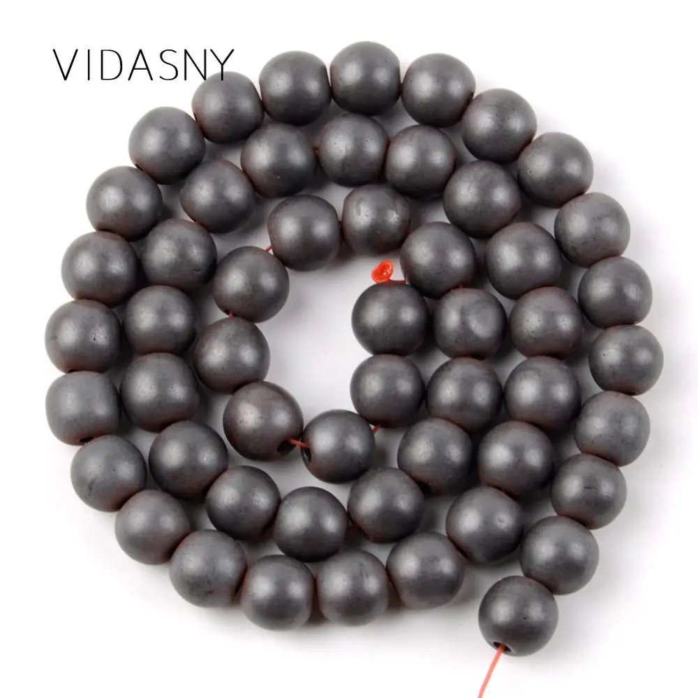 Тусклые полированные черные гематитовые натуральные Круглые бусины для