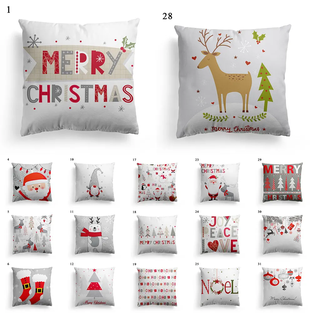 

45x45cm Cartoon Santa Claus Elk Christmas Pillowcase 2021 Christmas Decor for Home Merry Christmas Ornament Navidad Xmas Gifts