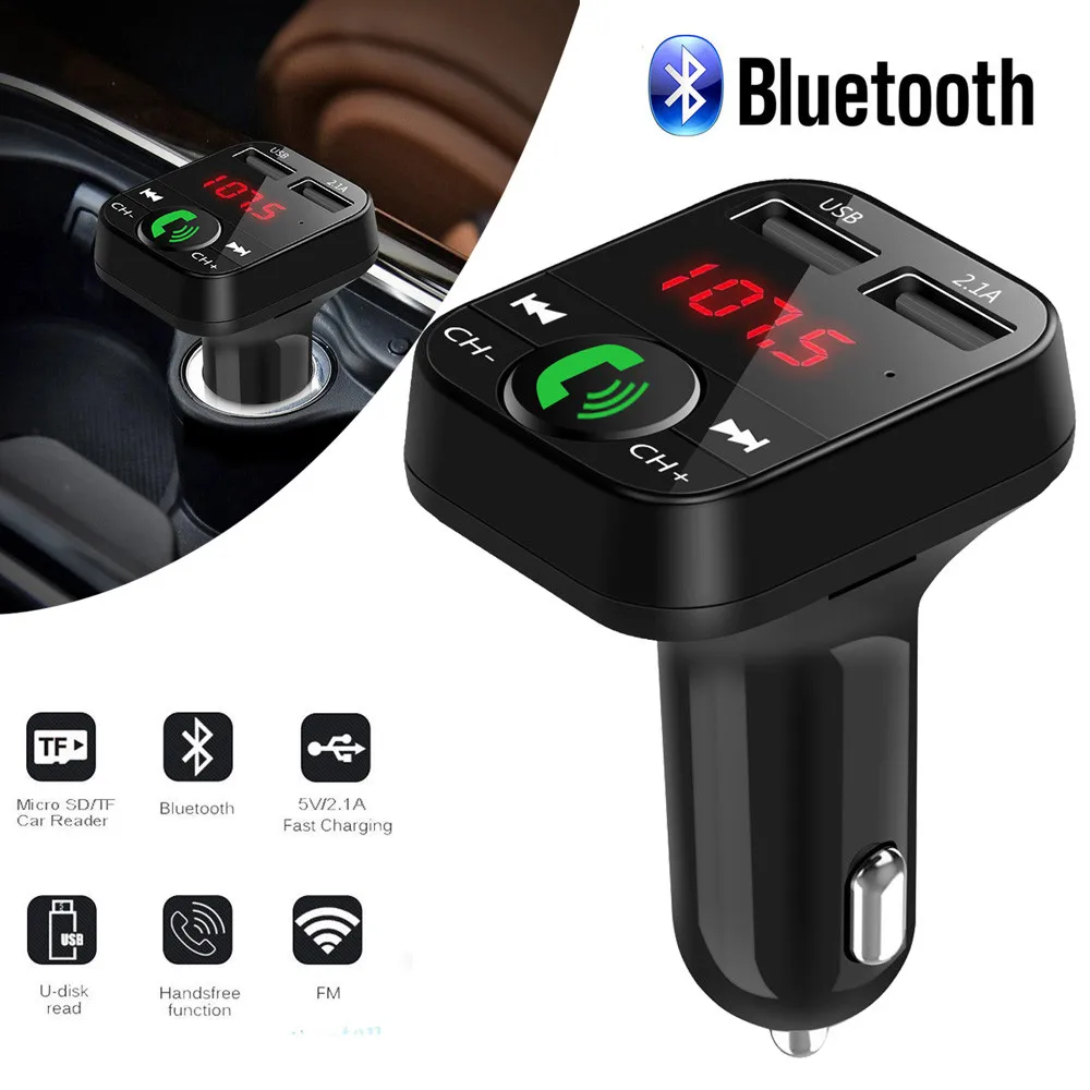 

Handsfree Car Kit Bluetooth Wireless FM Transmitter LCD MP3 Player USB Charger Car Accessories Audio Cable With Data