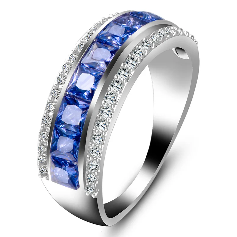 Модные синие кольца с фианитами и кристаллами для женщин argollas de matrimonio bijoux luxe