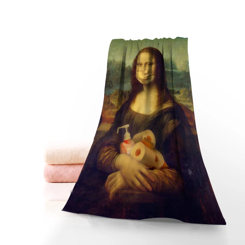 

New Customizable Mona Lisa Art Fitness Sports Portable Quick-Drying Towel Yoga Outdoor Bamboo Fiber Towels Size 35x75cm