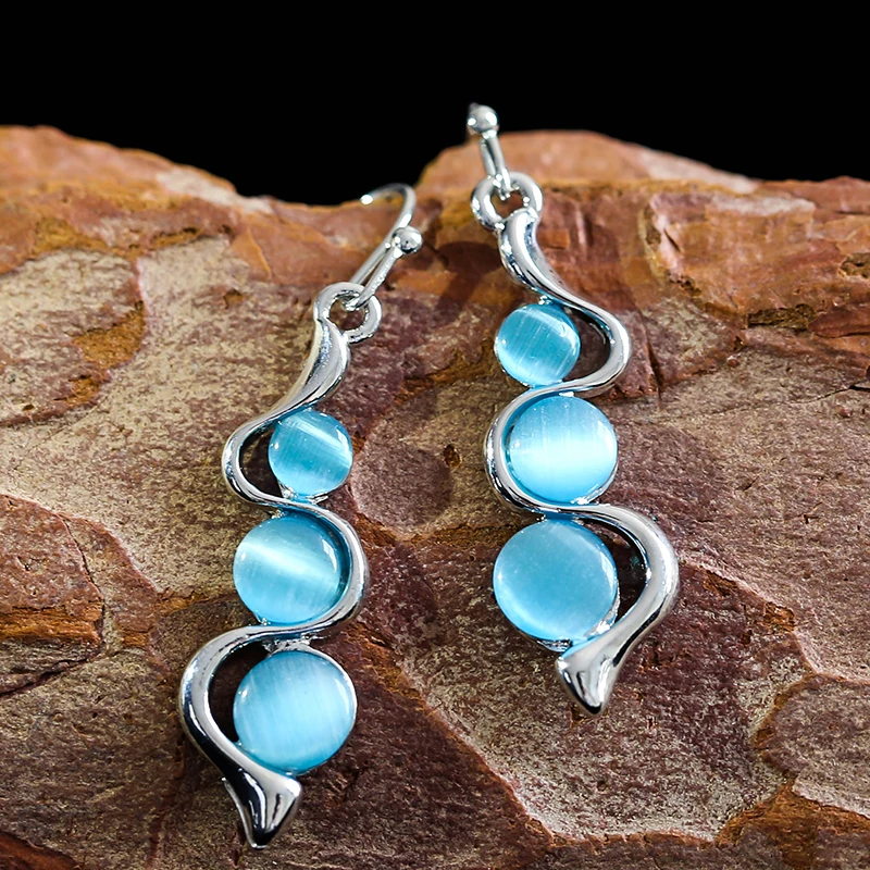 Женские серьги с бусинами длинные серебристые висячие серьги-подвески из