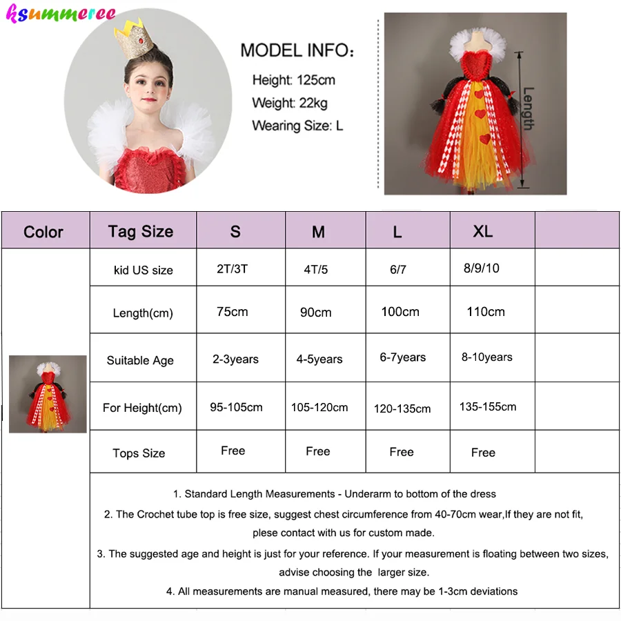 Girl Queen of Hearts Costume Wonderland Fairy Tale Fancy Dress Sparkly Kids Evil Red Queen Tutu Dress Halloween Villain Clothes