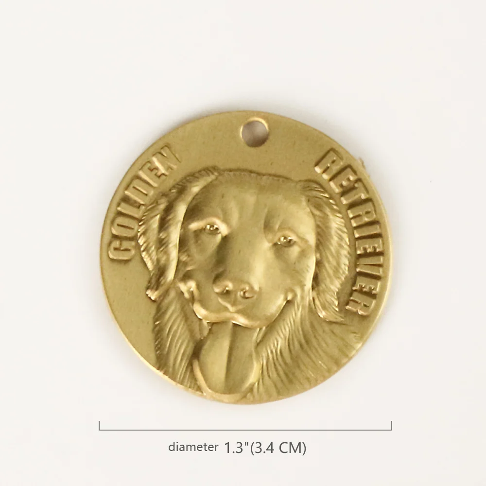 Golden retriever Индивидуальный гравировальный ID-тег для собак, высокое качество, чистая медь, маленькие собаки, тег 6211005, аксессуары для питомцев, украшение, золотой ретривер - Цвет: Golden retriever
