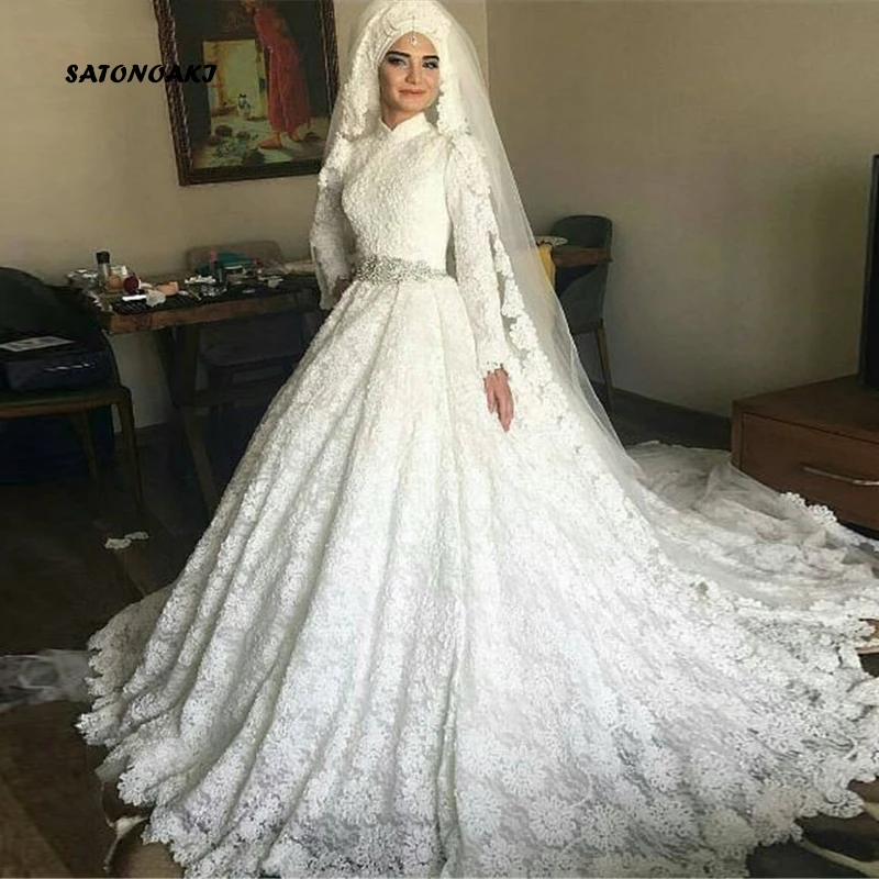 Женское бальное платье с длинным рукавом Arabia кружевное мусульманское свадебное