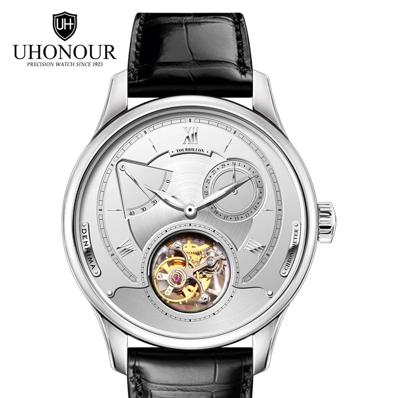 Switzerland Real Tourbillon оригинальные механические часы полые мужские часы большой циферблат пояс из крокодиловой кожи часы Мужские сапфировое зеркало