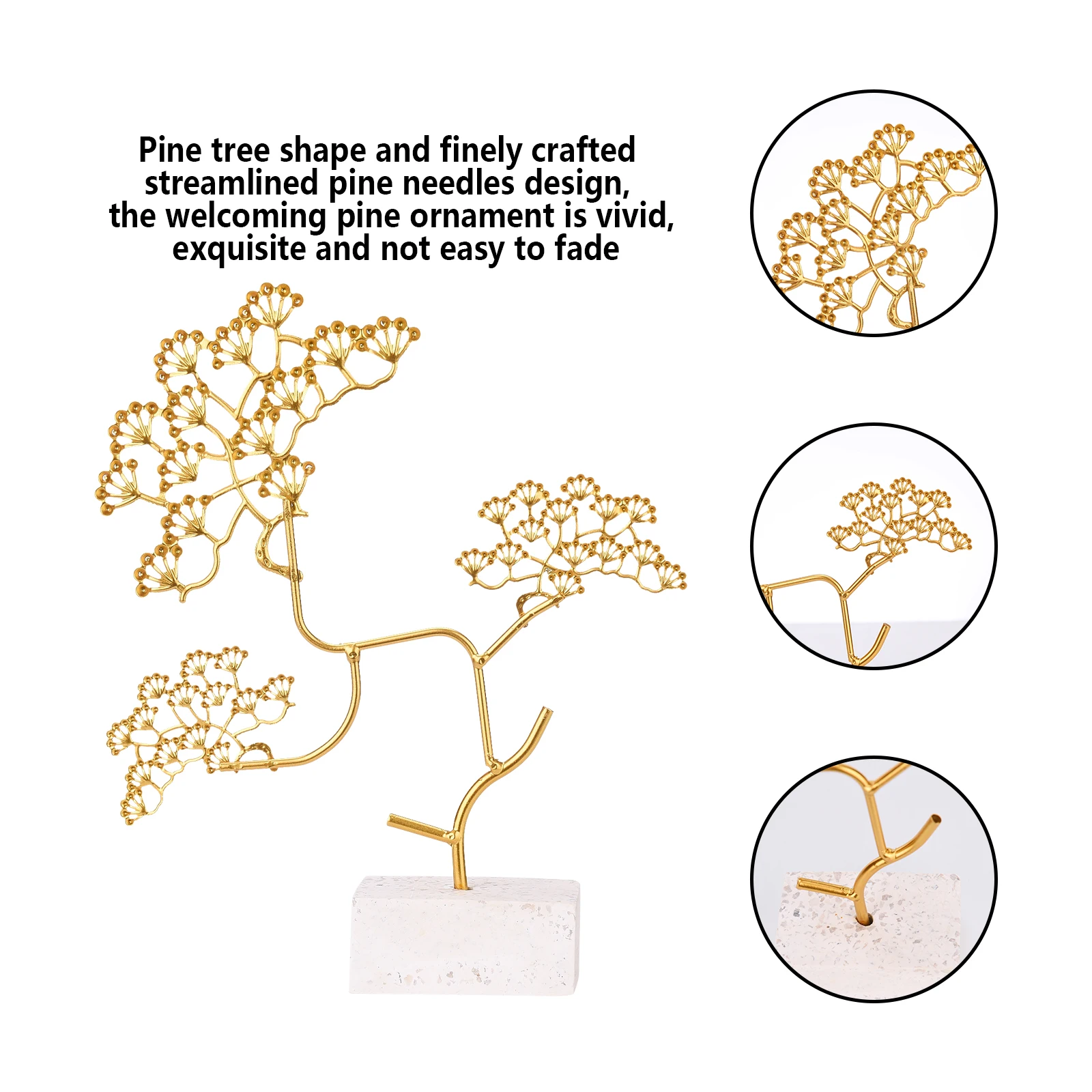 

Золотая скульптура дерева приветственная СОСНА искусственная Металлическая Офисная гостиная маленькие украшения и Миниатюрные модели