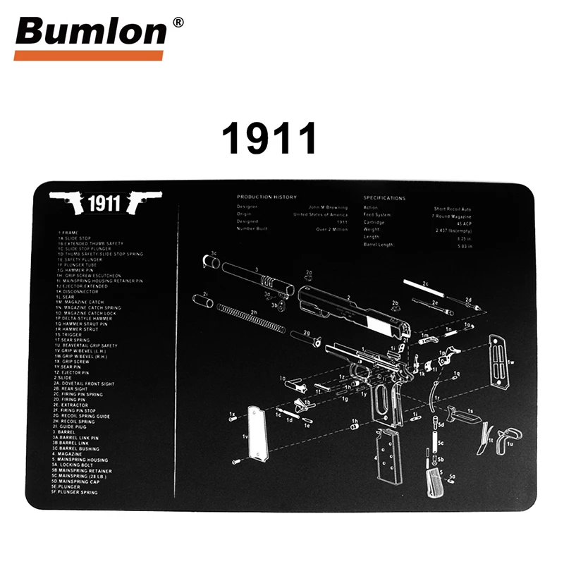 Коврик для чистки пистолета резиновый коврик 17 х11 водонепроницаемый с схемами