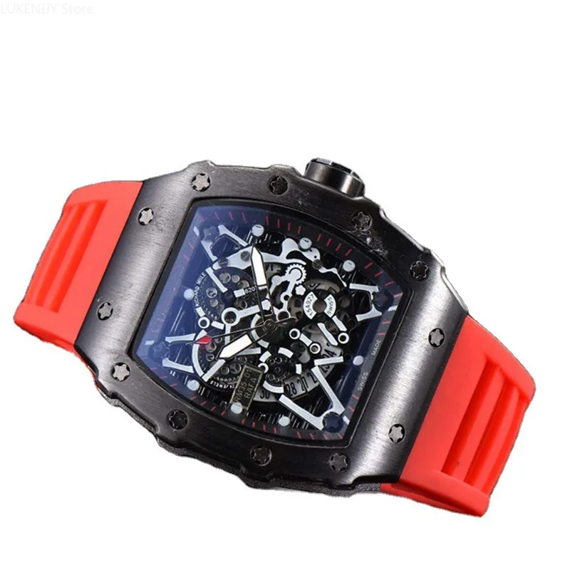 

Fashion Luxury Men Watches Quartz Design Rubber Strap Red Black Blue Hot Selling Wristwatch Reloj Hombre