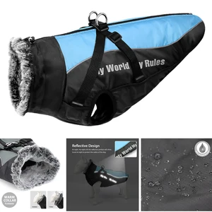 Толстая одежда для крупных собак с поводком, водонепроницаемая куртка для питомца, светоотражающая теплая одежда для собак средних и крупных пород