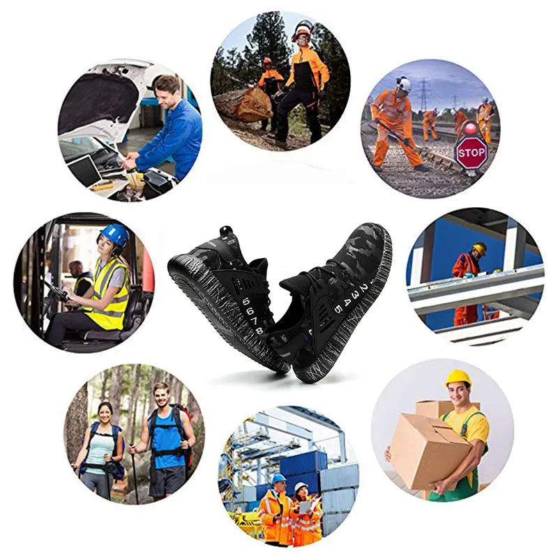 

NASONBERG Indestructible Ryder Work Shoes Men Steel Toe Air Safety Boots Puncture-Proof Work Sneakers Breathable Safety Shoes