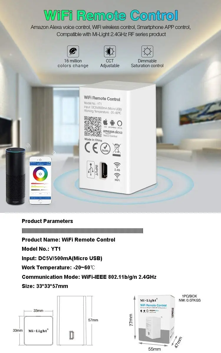 Milight 2 4 GHz WiFi мост контроллер концентратор YT1 для iOS iPhone Android смартфон управление Mi