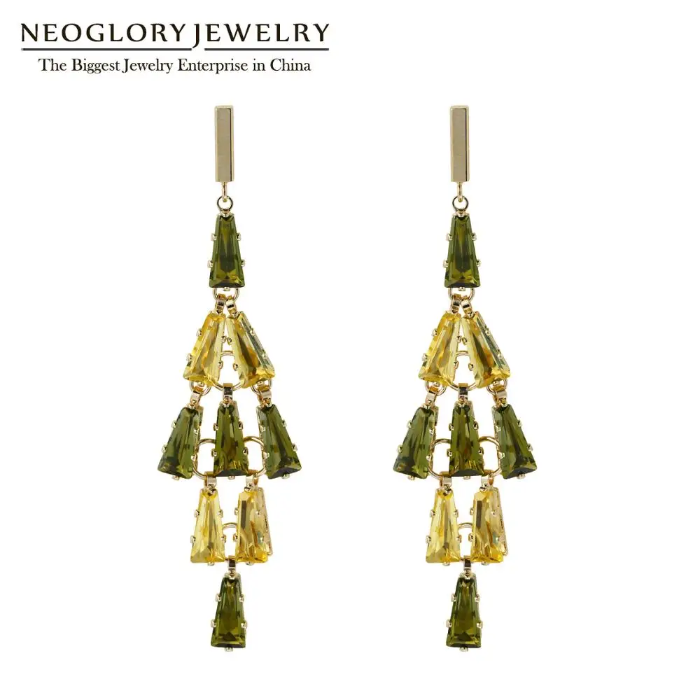 

Женские Висячие серьги Neoglory с фианитами высокого качества, новые модные дизайнерские украшения для вечерние, подарок для девушки