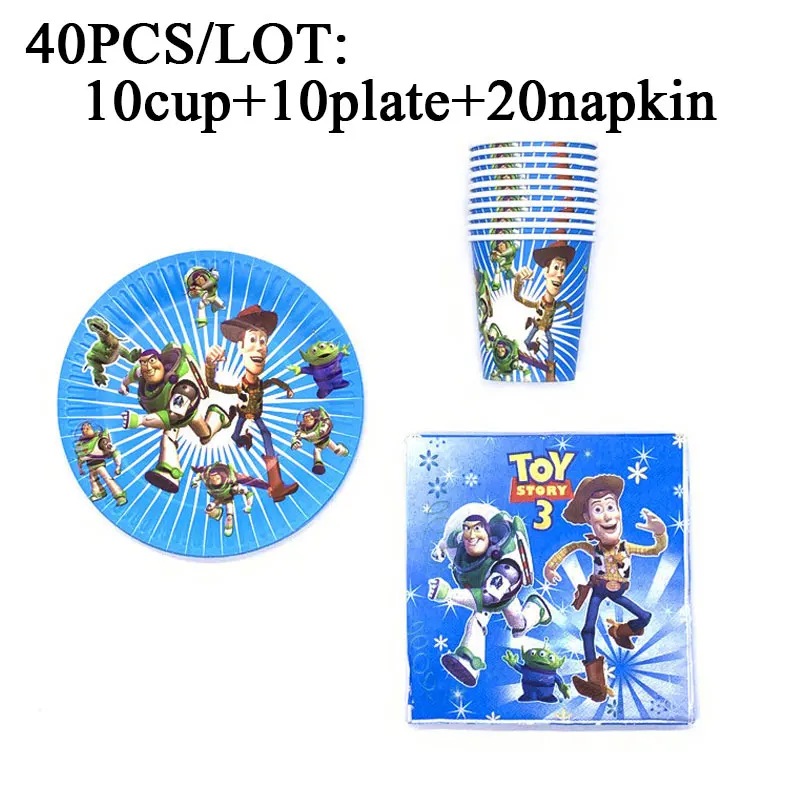 beipanzhi-40pcs Дисней Вечеринка История игрушек поставки дети день рождения принадлежности Бумага 20 стаканов+ 20 тарелок декор мальчик семья вечерние одноразовые посуда набор - Цвет: beipanzhi-40pcs