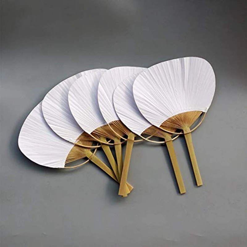 Распродажа 72 шт./лот белый свадебный веер Белый бамбуковый Свадебный для