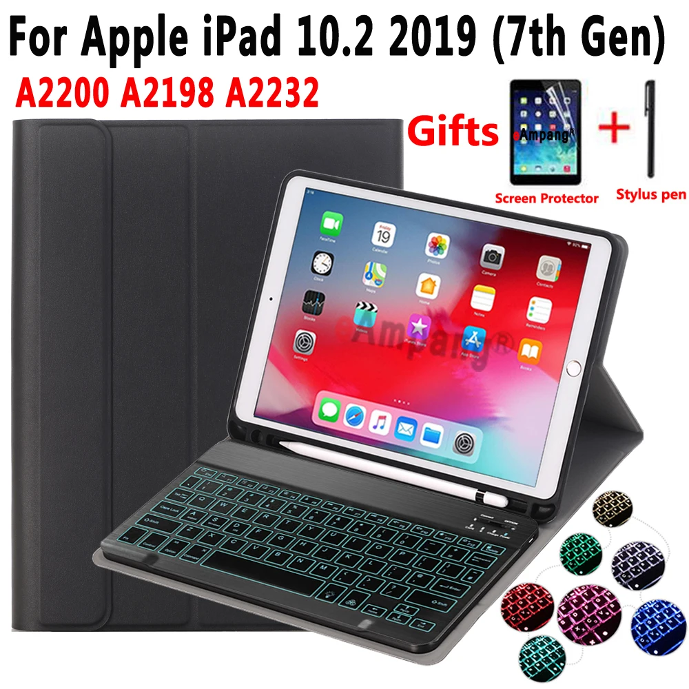 Чехол с клавиатурой подсветкой для Apple iPad 10 2 2019 7 го 8 поколения A2200 A2198 A2232 чехол