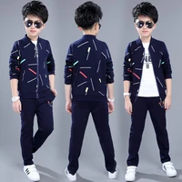 kids boys 2pc clothes set fashion red black navy blue jacket coat and trousers for children 4 14 teens boy sport pants suits