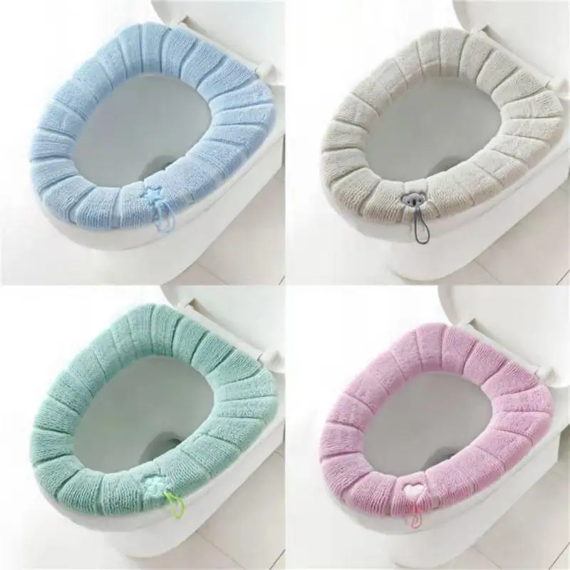 

Bathroom Supplies Winter Warm Toilet Seat Cushion Bathroom Toilet Cushion With Handle Thickened Soft Washable Toilet Seat