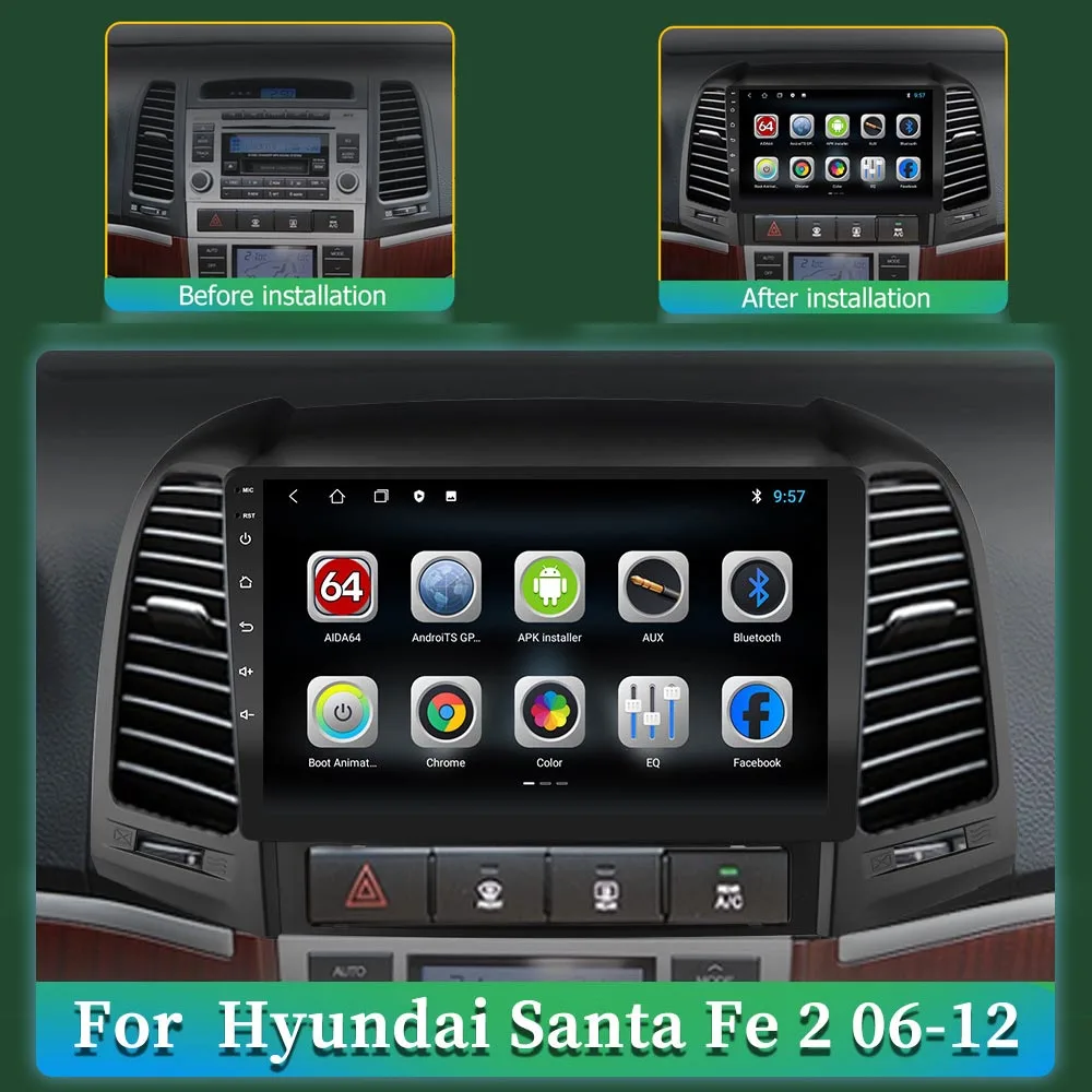 Для Hyundai Santa Fe 2 2006 2007 2008 2009 2010 2011 2012 Android 10 0 DSP 8 ядерный автомобильный радиоприемник