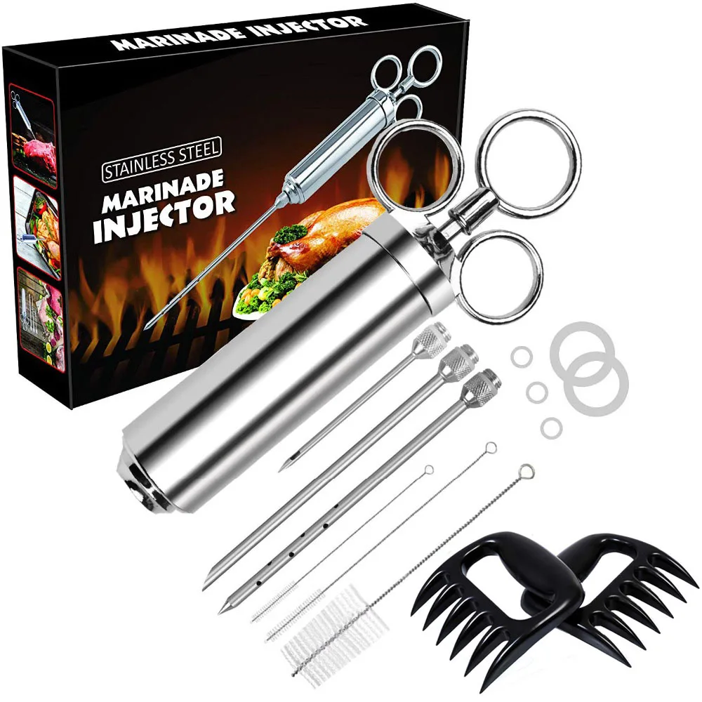 Аксессуары для барбекю премиум класса набор инжекторов мяса с кистью масляных