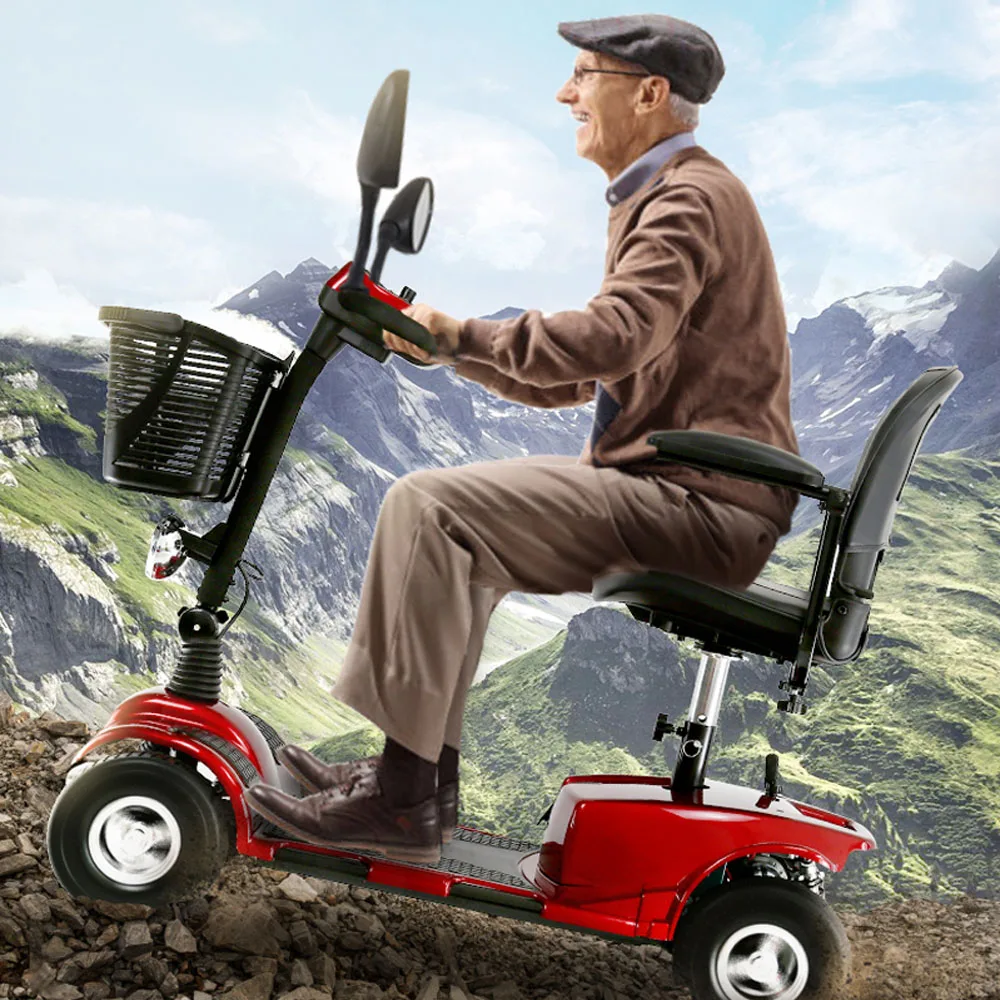 

Mini Four-Wheel Electric Scooter With Removable Shopping Basket For The Elderly And The Disabled