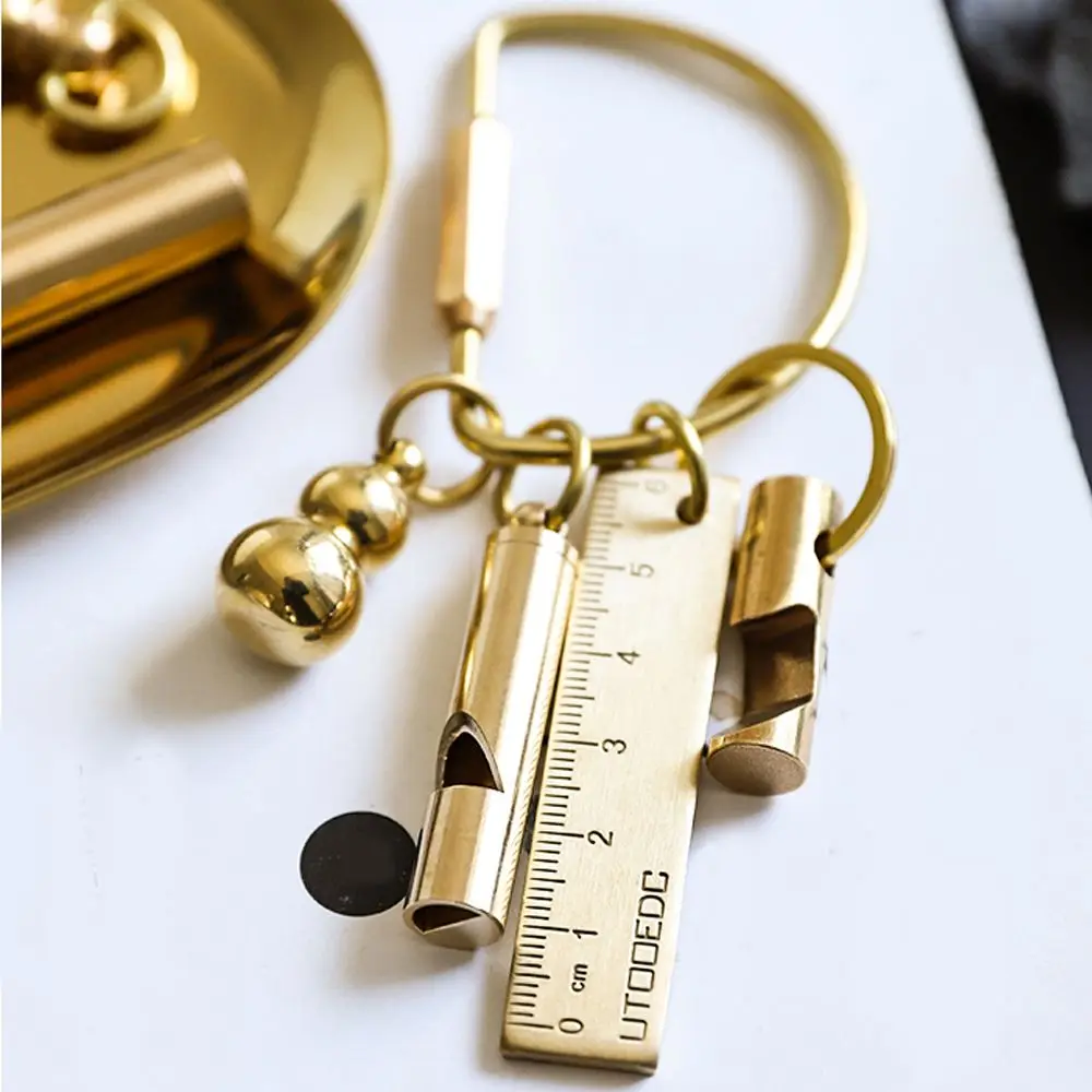 

Unique Whistle Ruler DIY Craft Tools Buckles Key Ring Brass Keychain Jewelry Accessories Pendant