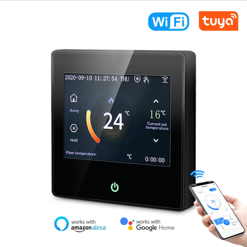 

WiFi smart thermostat heating temperature controller with Celsius/Fahrenheit LED touch screen works with Alexa Google Home