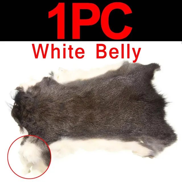 1pc white belly Цельная белка, кожа, муха, завязывание волос, мех, сырье, дубляжный материал 1 шт. для Zonkers стримеров Matukas или полосы Nymphs коричневый, белый - Цвет: 1pc white belly