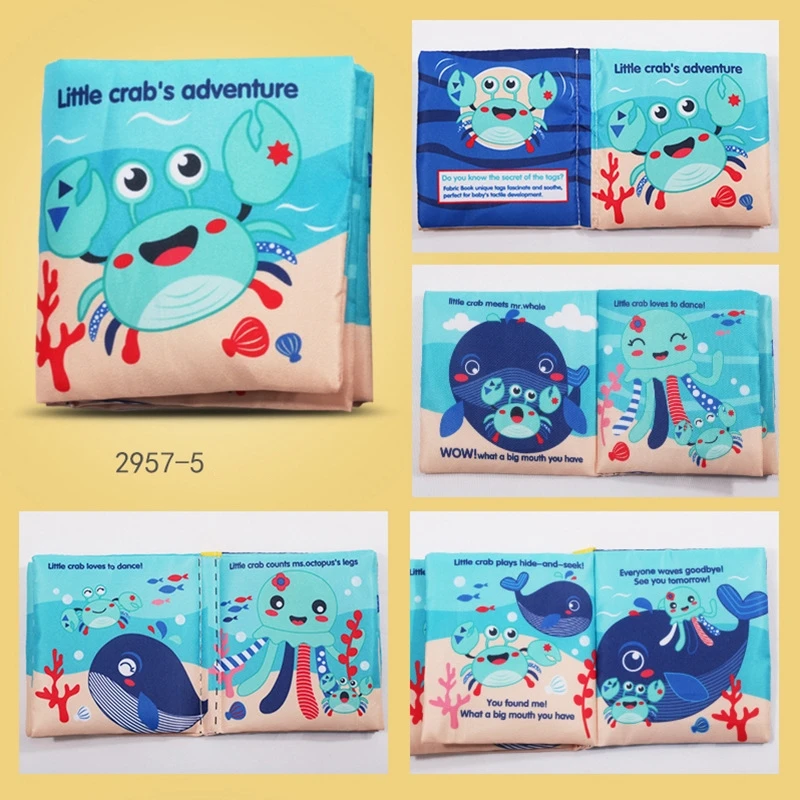 Детские погремушки игрушки мягкие книга из ткани о животных для новорожденных