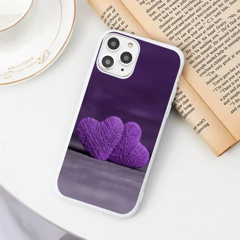 

Simple lavender Purple flowers Phone Case Candy Color White for iPhone 11 pro XS MAX 8 7 6 6S Plus X 5S SE 2020 XR