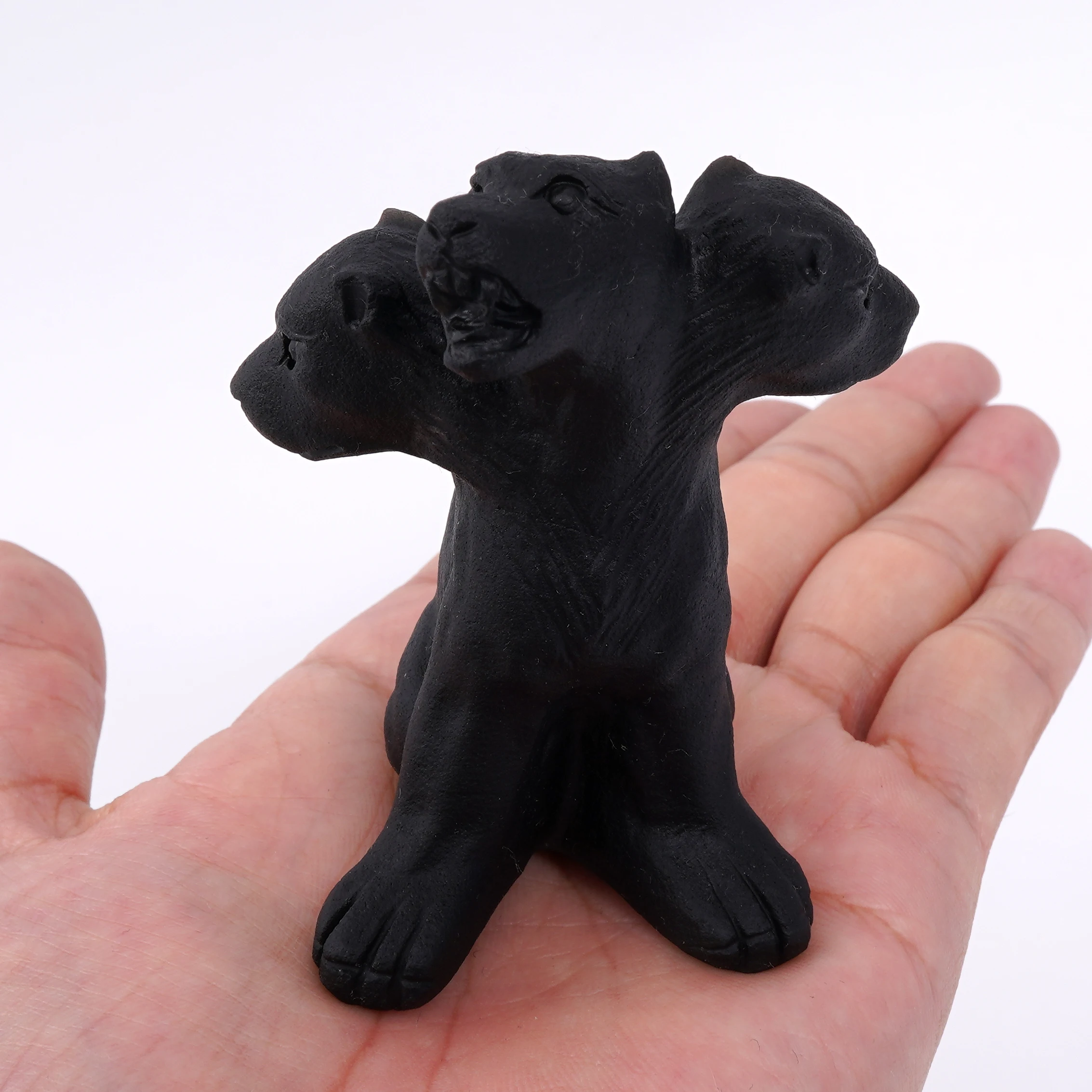 

Natural Obsidian Cerberus Carving Three heads Dog Decor Crystal Healing Figure Guarded the entrance to hades