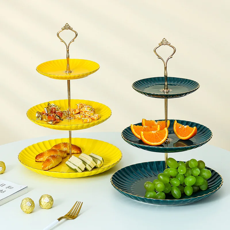 

Ceramic fruit plate three-layer dessert plate double-layer candy cake plate creative modern living room wedding gift