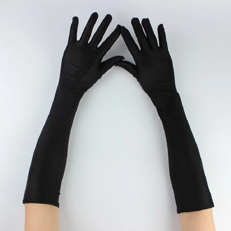 

Women Spandex Gloves Long Summer Driving Cycling Sun Protection Full Finger Mittens Ladies Elasticity Etiquette Black Gloves