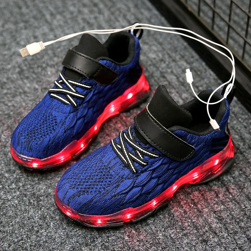 

Size 25-37 Children LED Shoes for Boys Girls USB Charger Schoenen Kids Chaussure Enfant Luminous Glowing Sneaker with Light Sole