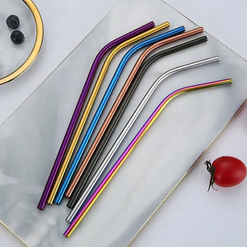 

Drinking Straws Sets Reusable Metal 304 Stainless Steel Sturdy Bent Straight Drinks Straw Party Bar Accessory Travel Household