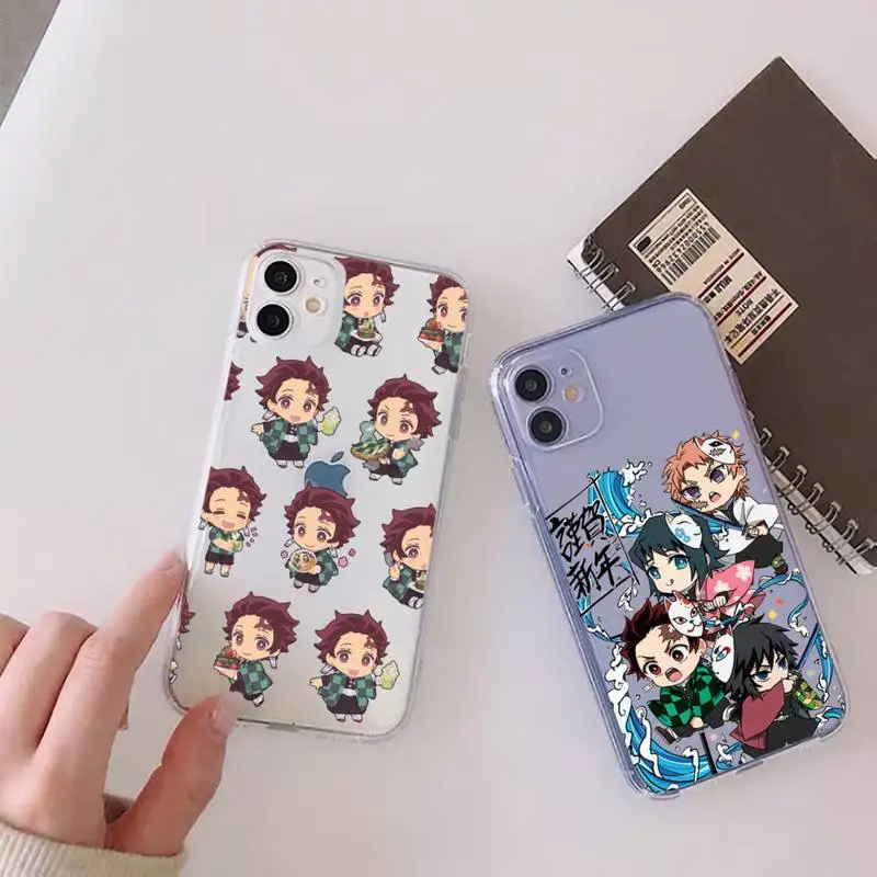 

cartoon demon slayer Phone Case Clear Transparent for iPhone 11 12 13 mini pro XS MAX 8 7 6 6S Plus X 5S SE XR 2020