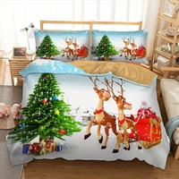 merry christmas bedding set 3d cartoon santa claus duvet quilt cover with pillowcases twin queen king size 2019 new year