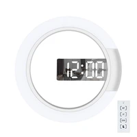 wall clock led mirror multifunctional light alarm clock with temperature display ring shaped decoration clock dropshipping