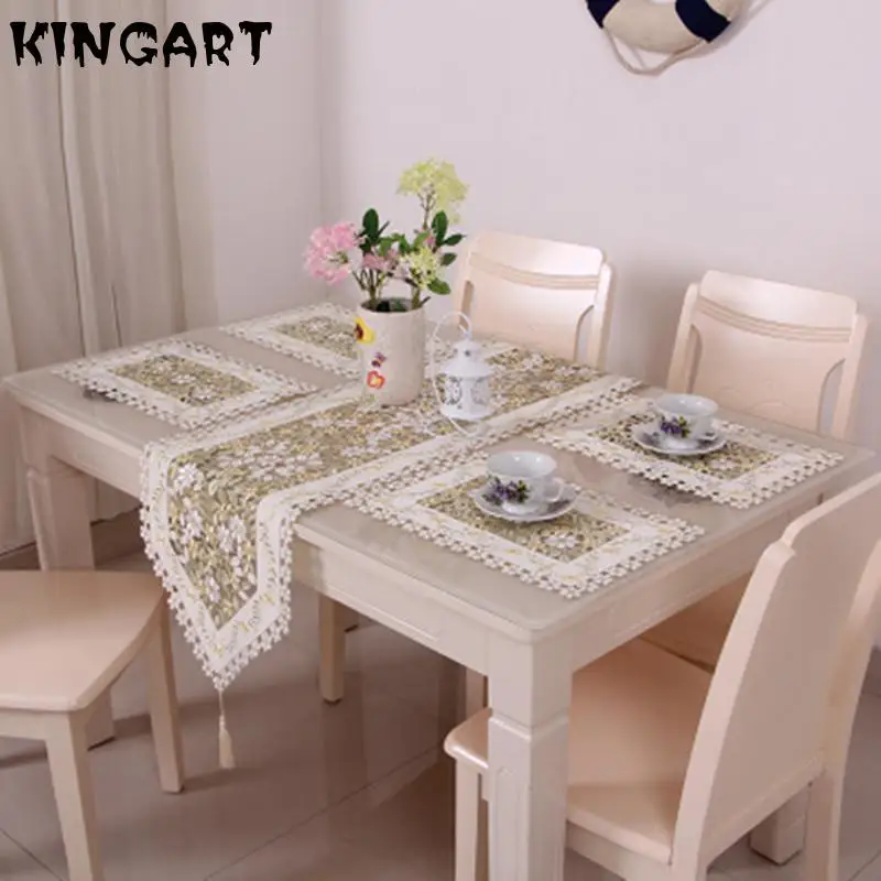 Вышитая Свадебная настольная дорожка ткань Роскошный домашний декор зеленая