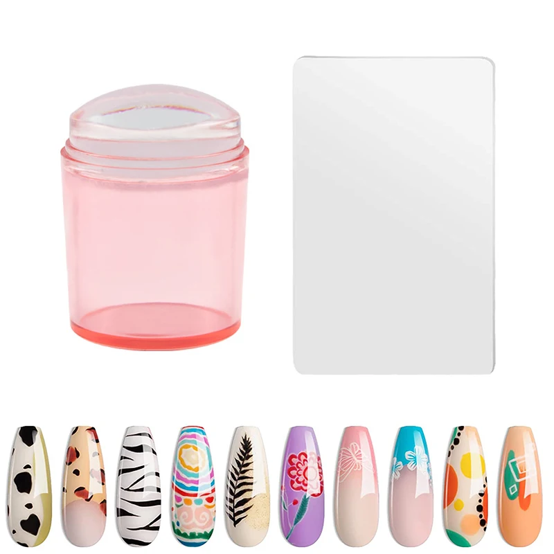 

Nail Stamper Kit with Scraper Jelly Soft Silicone Nail Print Stamper Image Plate Manicure Tools DIY Polish Stamping Tools