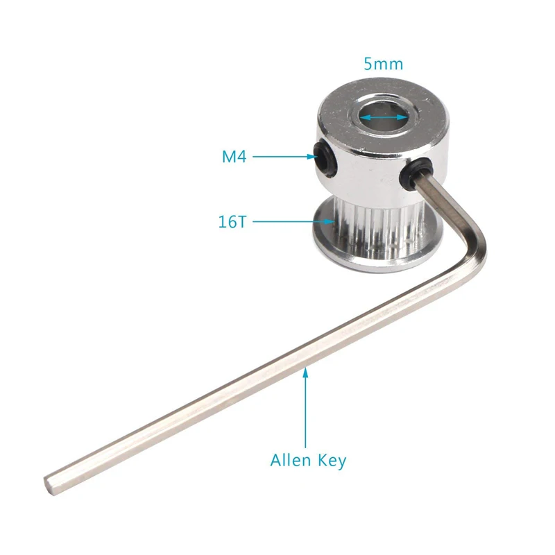 Зубчатый шкив GT2 для 3D-принтера с алюминиевым отверстием 5/8 мм 16 зубьев ширина 6/10 |