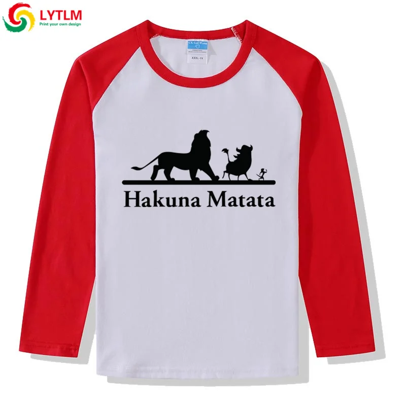 LYTLM Hakuna Matata/футболка Roi Lion/футболки для мальчиков, детские футболки реглан для маленьких девочек, Детская футболка с длинными рукавами с изображением короля льва для мальчиков - Цвет: CXCJ LYCRA Red