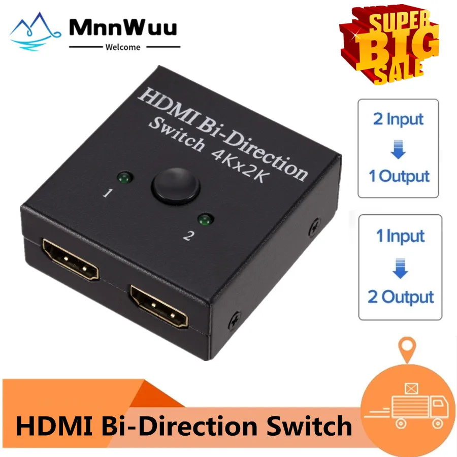 

HDMI-compatible Splitter 4K Switch KVM Bi-Direction 1x2/2x1 HDMI-compatible Switcher 2 in1 Out for PS4/3 TV Box Switcher Adapter